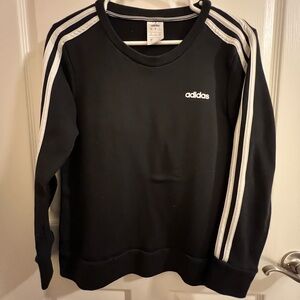 adidas Black Crewneck Sweater with Classic Three Stripes